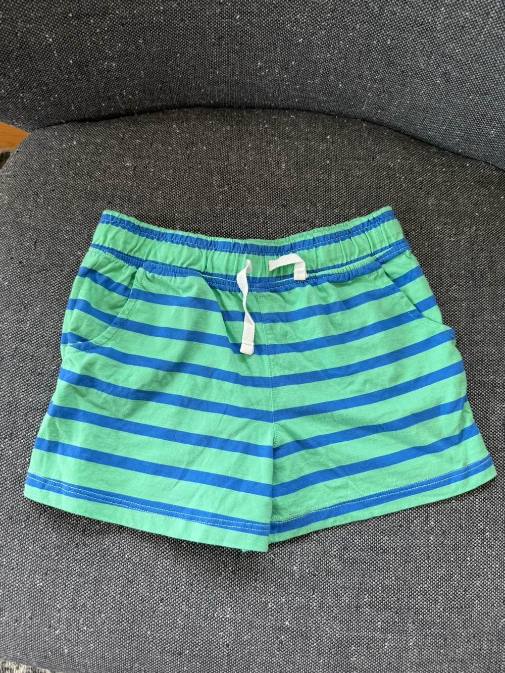 NWOT Primary Green and Blue Striped Elastic Waist Jersey Shorts